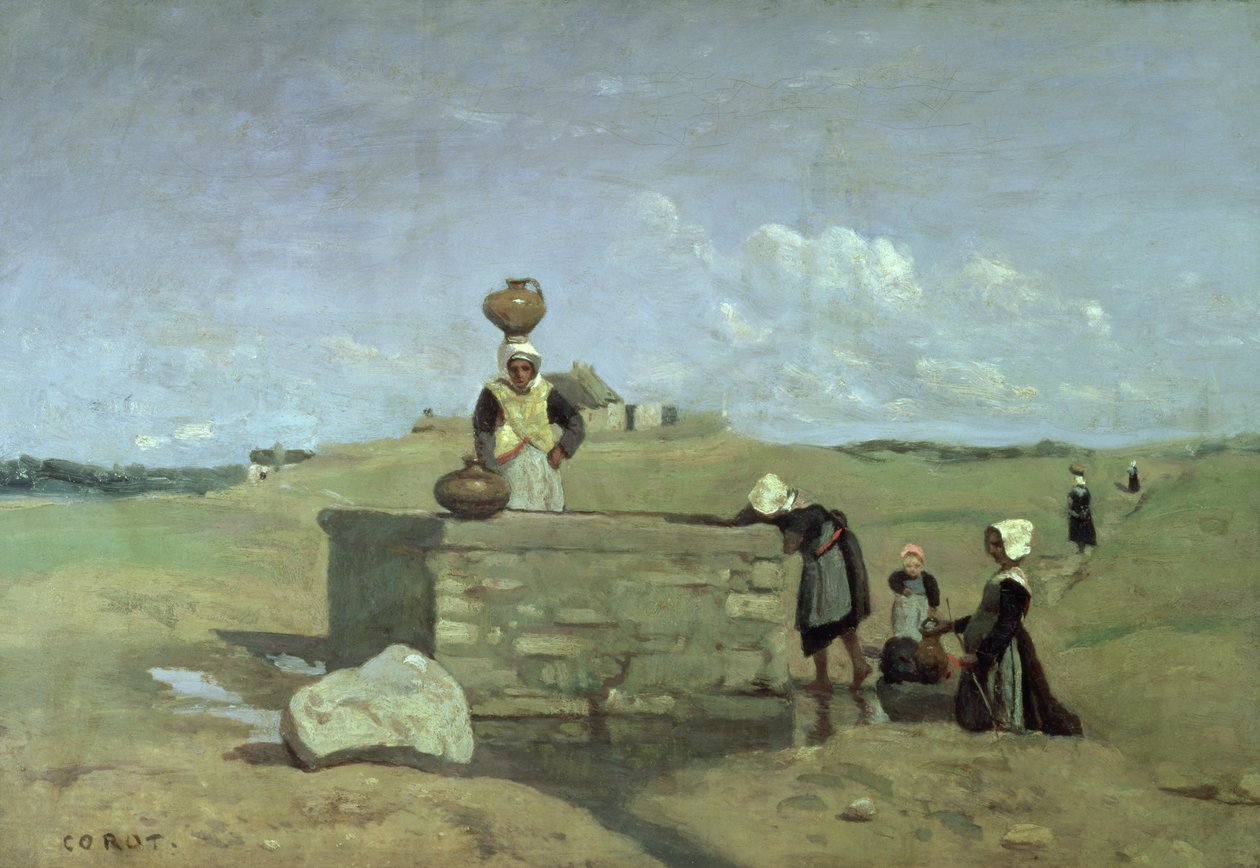 Donne bretoni al pozzo vicino a Batz, c.1842 da Jean Baptiste Camille Corot