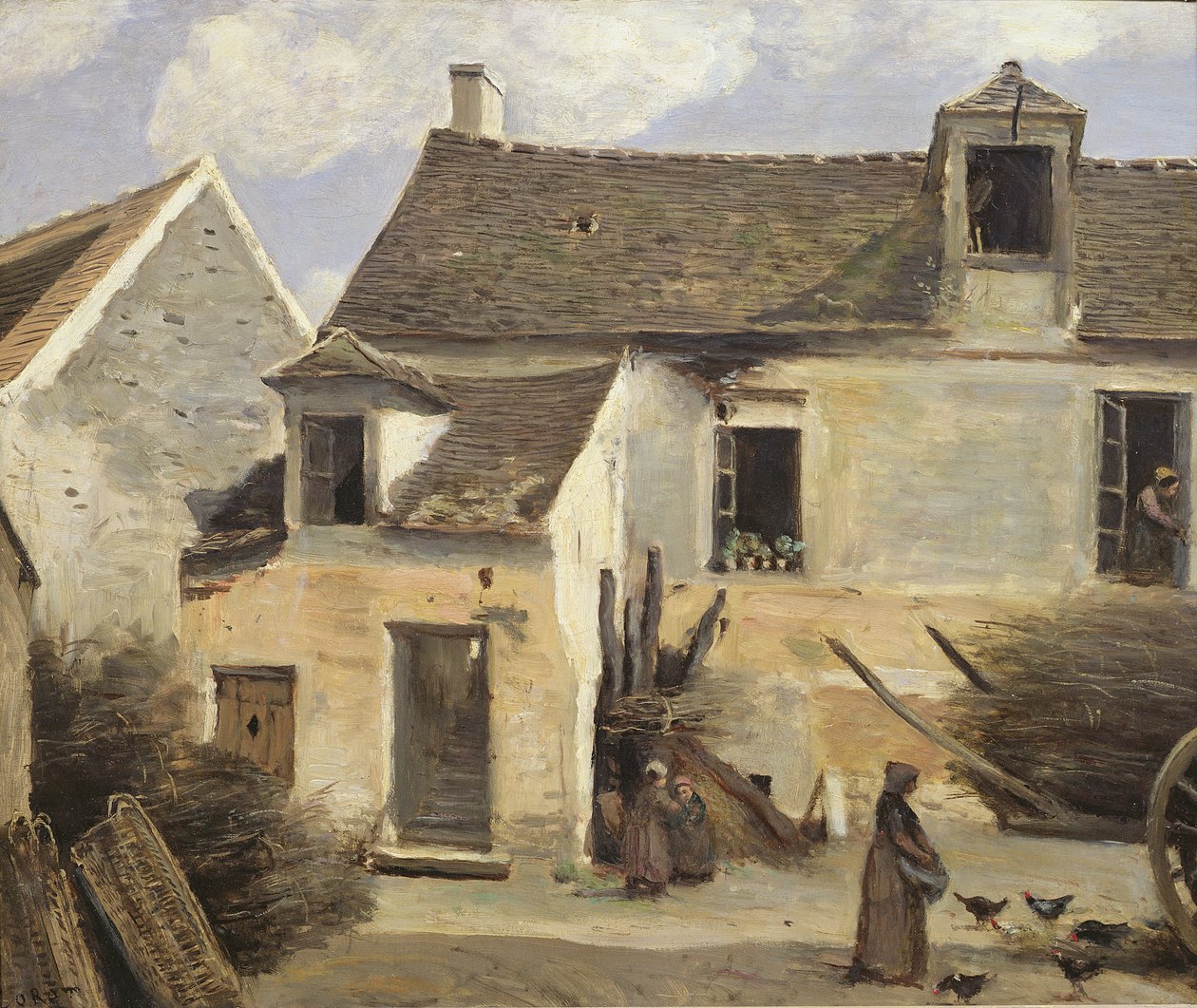 Cortile di una panetteria vicino a Parigi, o Cortile di una casa vicino a Parigi, c.1865-70 da Jean Baptiste Camille Corot