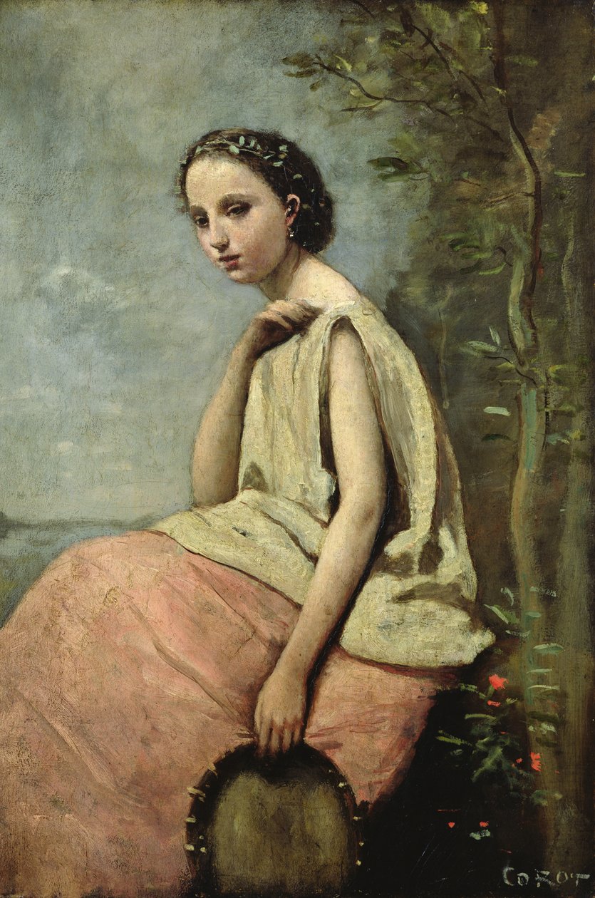 Zingara con un Tamburello da Jean Baptiste Camille Corot