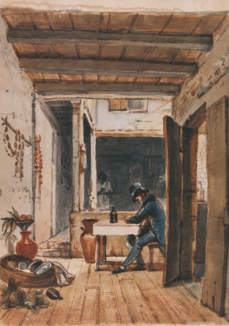 Aquarela de Debret, dove si ritrae in una locanda da Jean Baptiste Debret