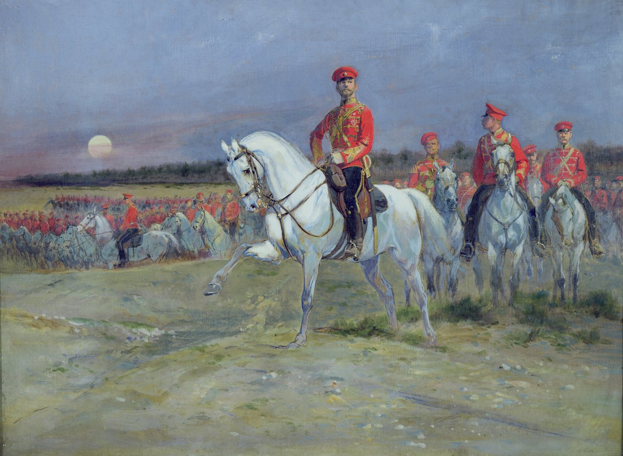 Zarevic Nicola (1894-1917) che rivede le truppe, 1899 da Jean Baptiste Edouard Detaille