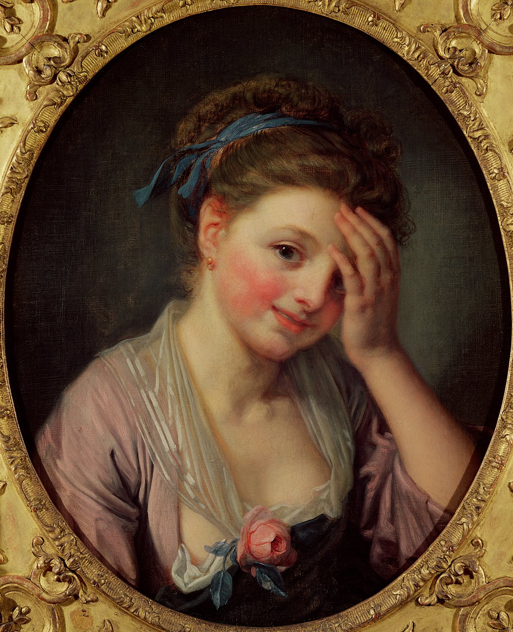 Giovane ragazza con una rosa da Jean Baptiste Greuze