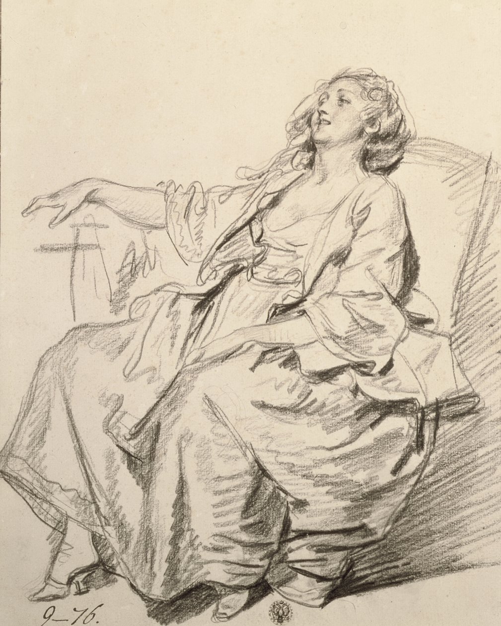 Giovane donna seduta in poltrona, c.1768-69 da Jean Baptiste Greuze