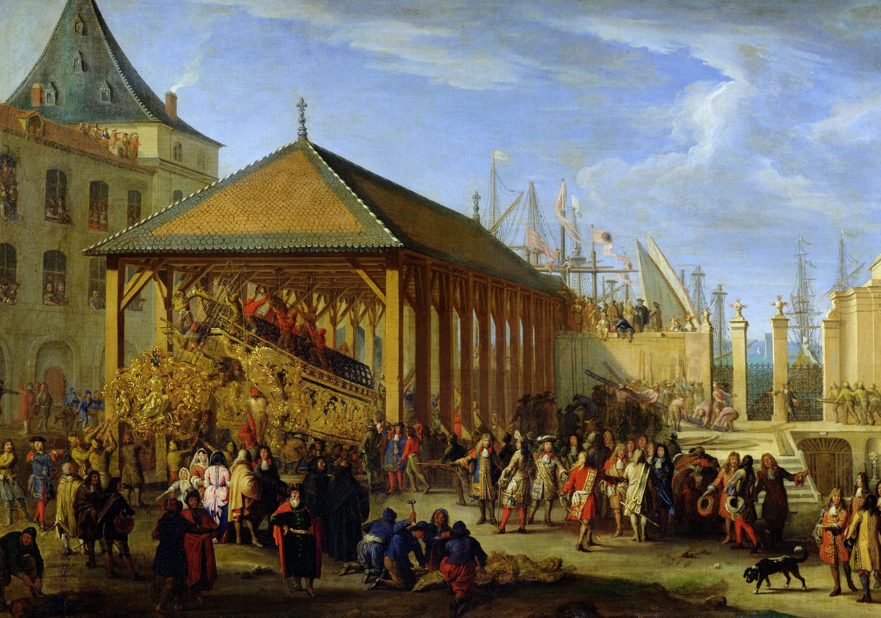 Jean-Baptiste Colbert, Marchese di Seignelay e Louis Victor de Rochechouart, Duca di Vivonne, visitano il galeone 