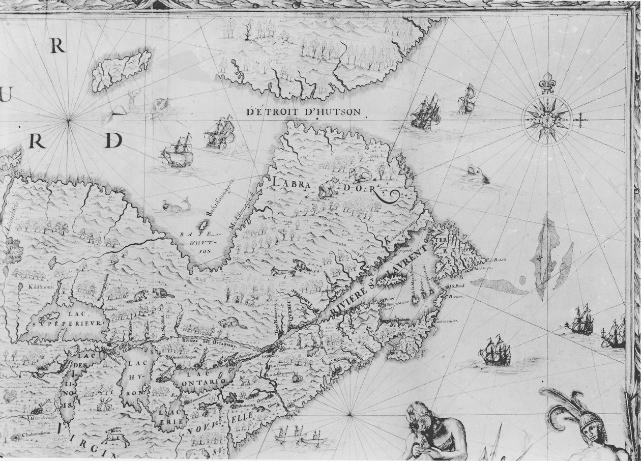Mappa della Nuova Francia dedicata a Colbert da Duchesneau, Intendente, 1681 (dettaglio) da Jean Baptiste Louis Franquelin