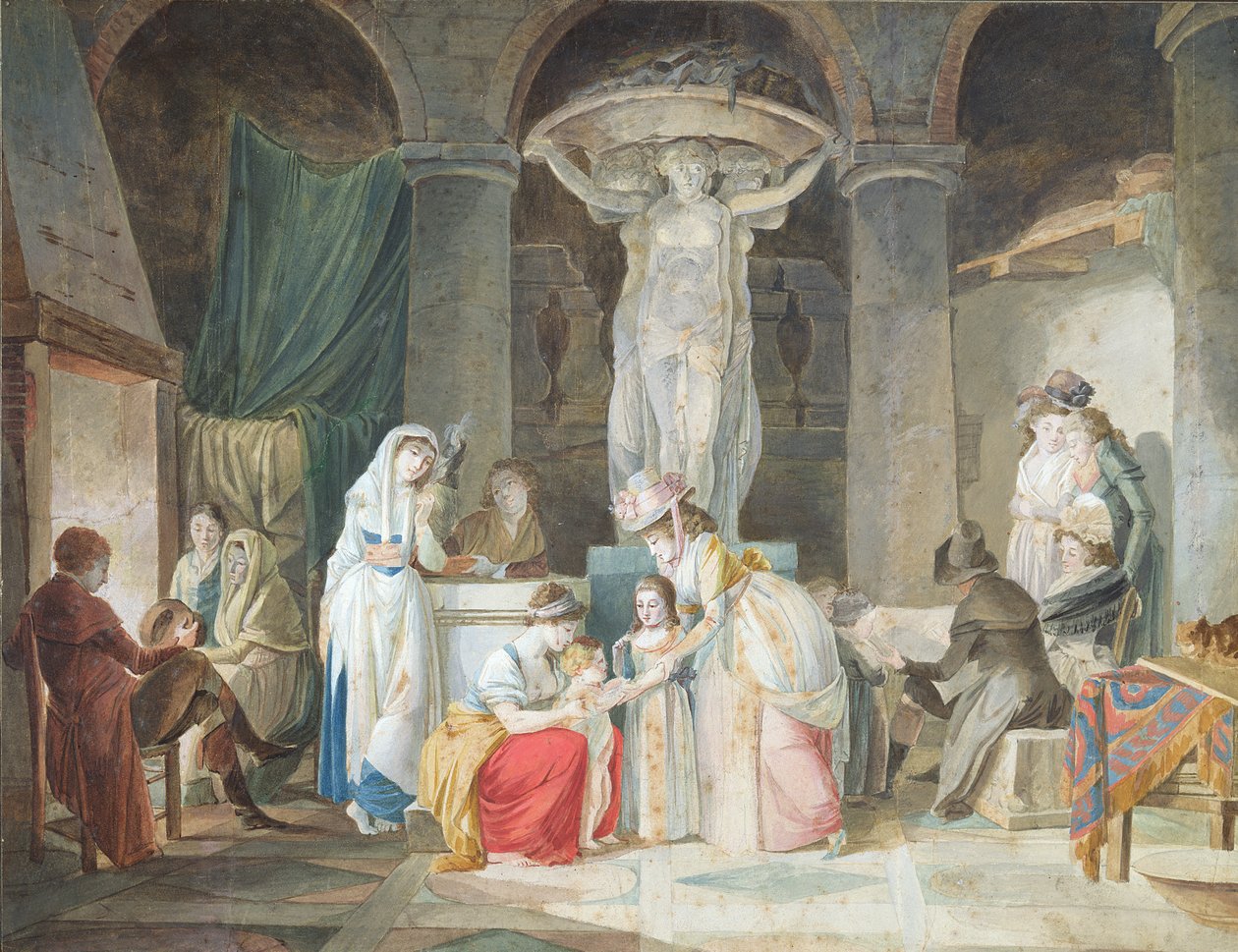 Viaggiatori accolti dai contadini in Italia da Jean Baptiste Mallet