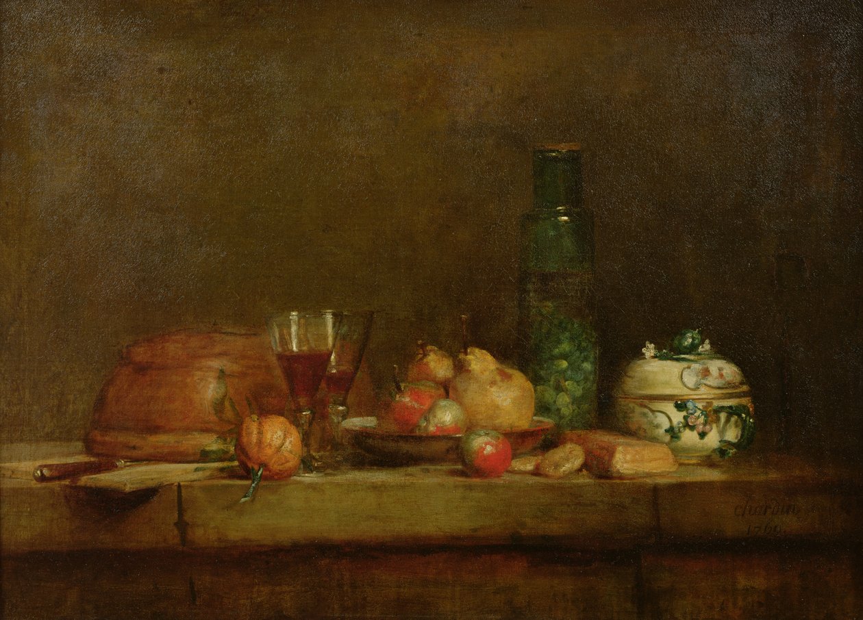 Natura morta con una bottiglia di olive, 1760 da Jean Baptiste Simeon Chardin