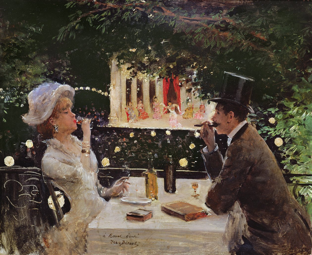 Cena a Les Ambassadeurs, c.1882 da Jean Beraud