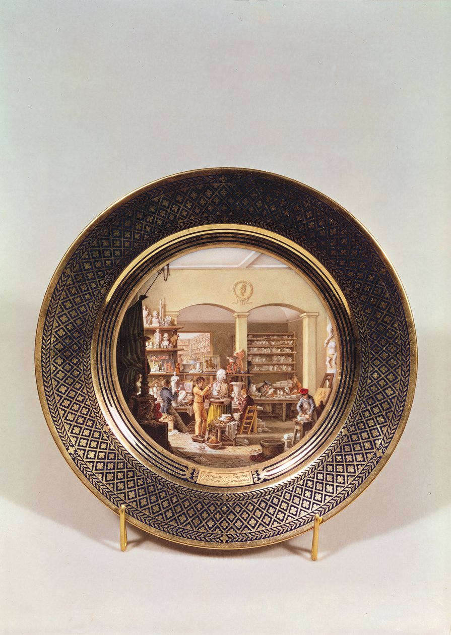 Piatto raffigurante il laboratorio di Sèvres durante la direzione di Alexandre Brogniart (1770-1847) da Jean Charles Develly