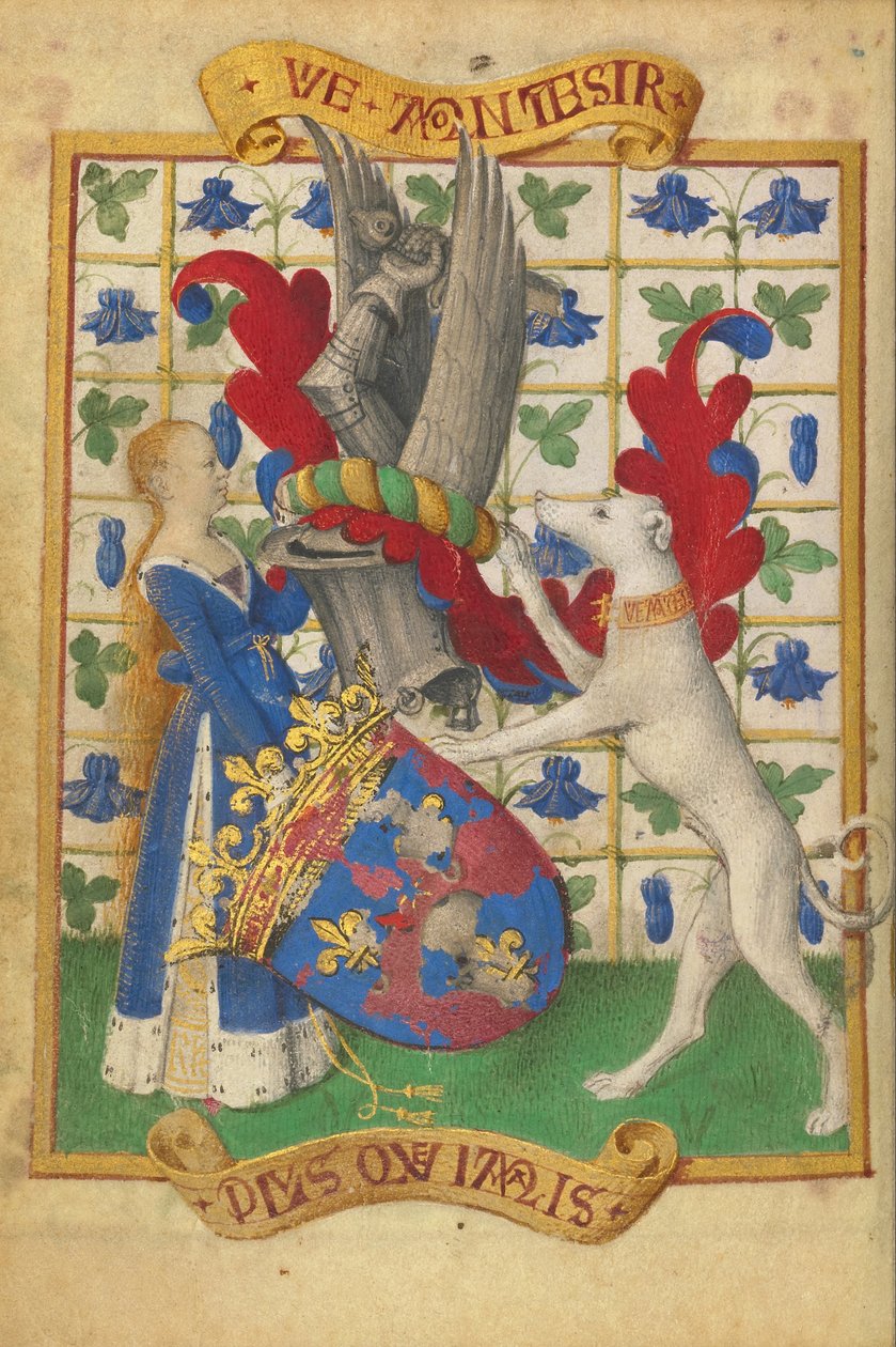 Stemma Tenuto da una Donna e un Levriero da Jean Fouquet
