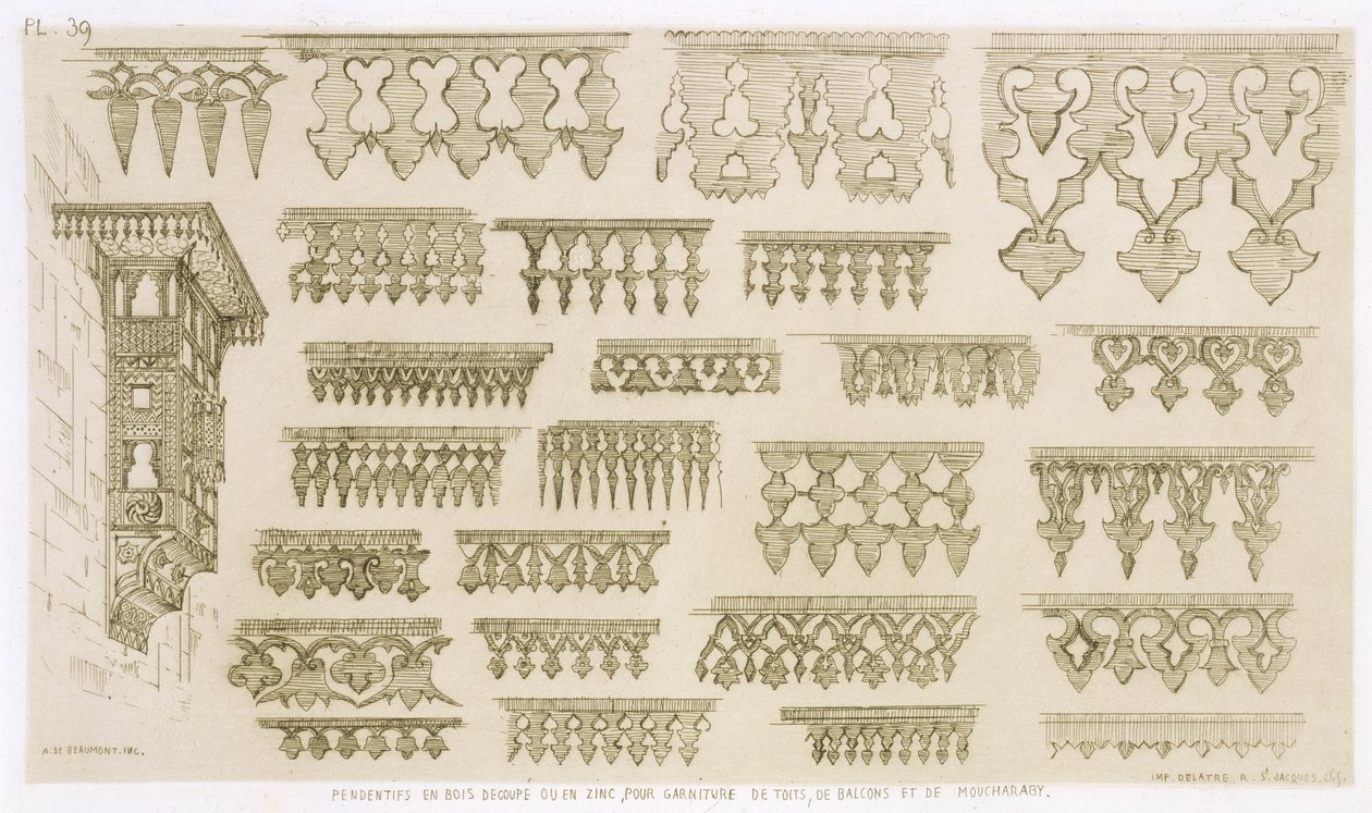 Disegni islamici per cornice, balcone e decorazione mashrabiyah, da 