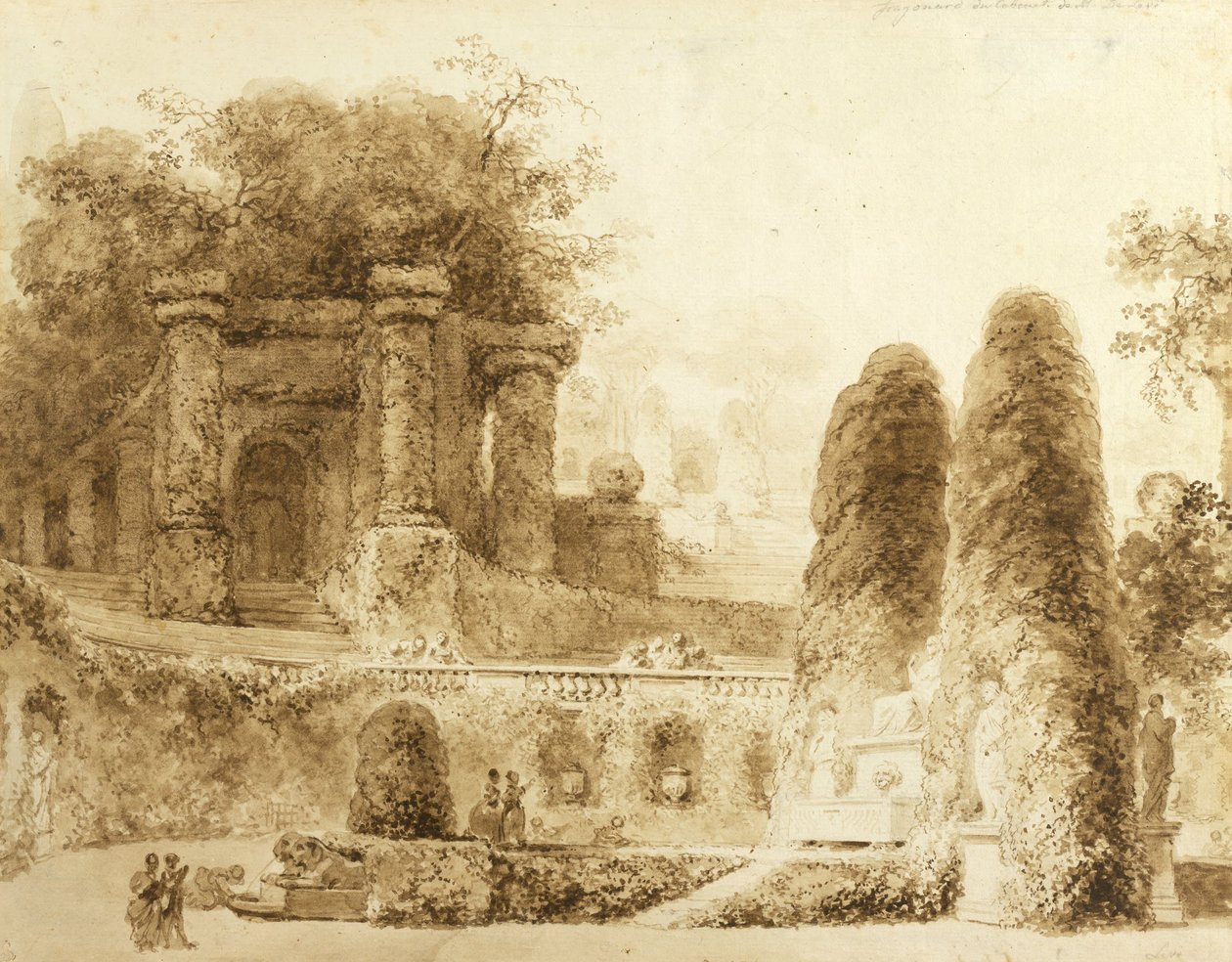 Parco romano con fontana, 1774 da Jean Honore Fragonard
