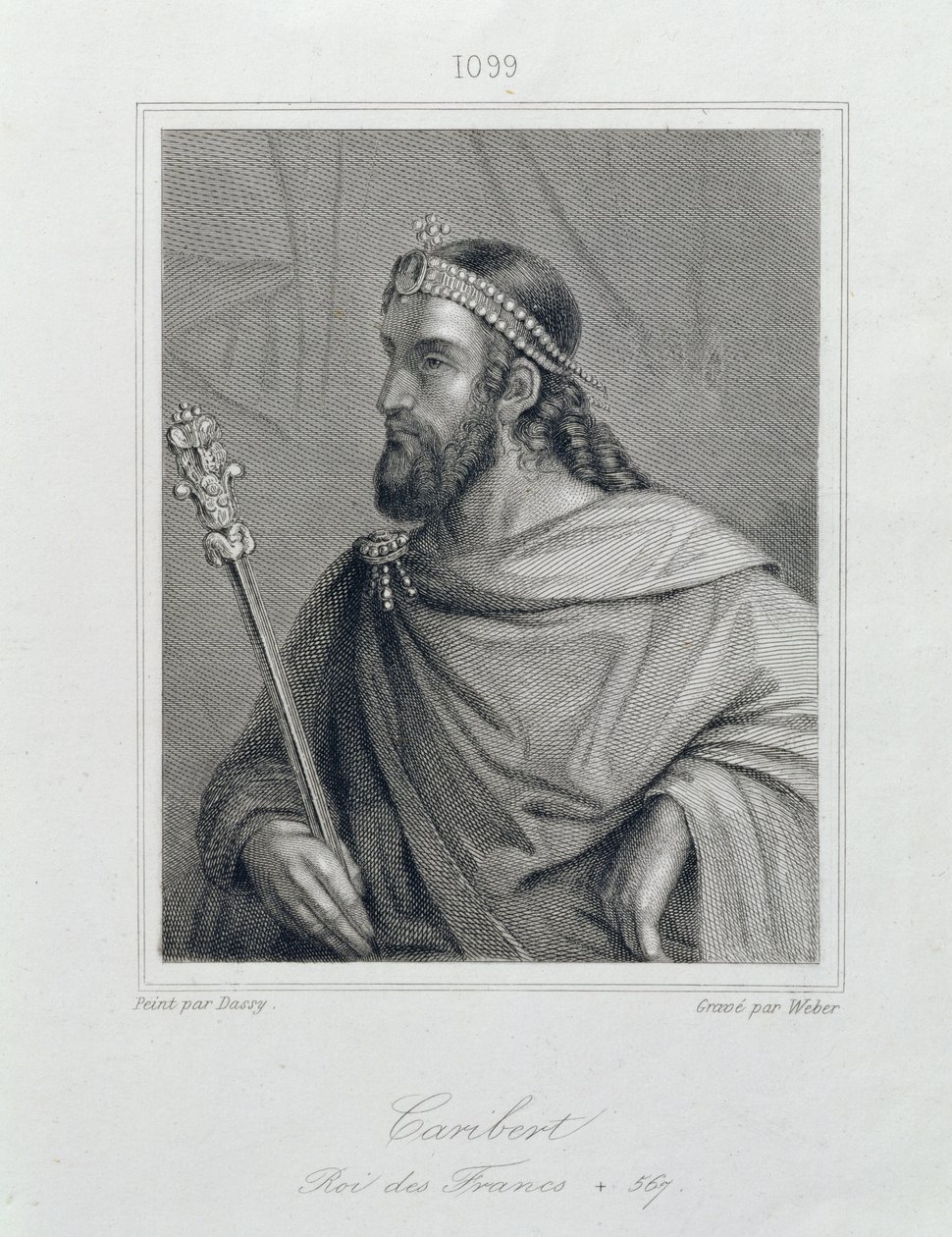 Cariberto o Chariberto (m.567) Re dei Franchi, inciso da Weber da Jean Joseph Dassy