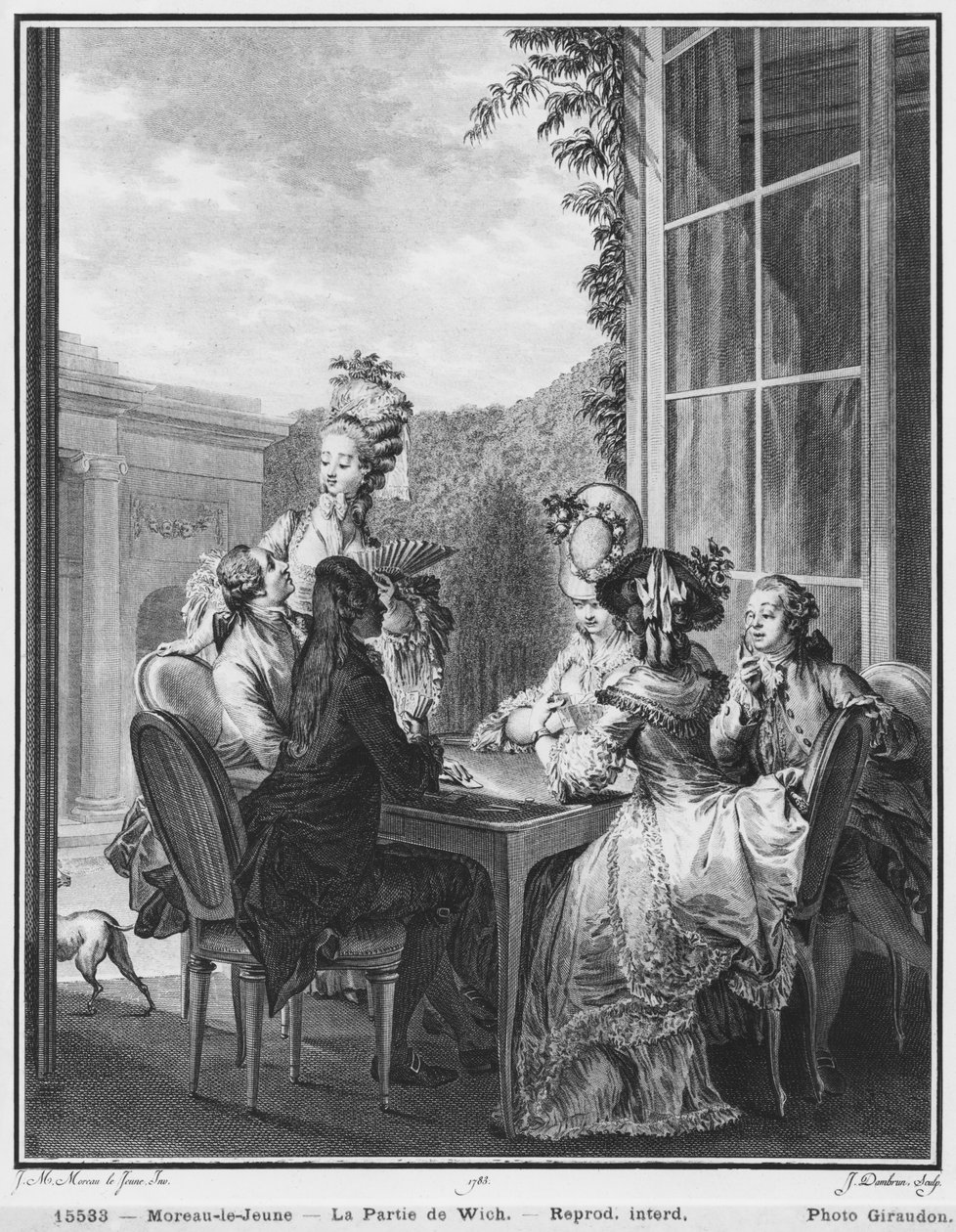 La partita di whist, inciso da Jean Dambrun (1741-dopo 1808) 1783 da Jean Michel the Younger Moreau