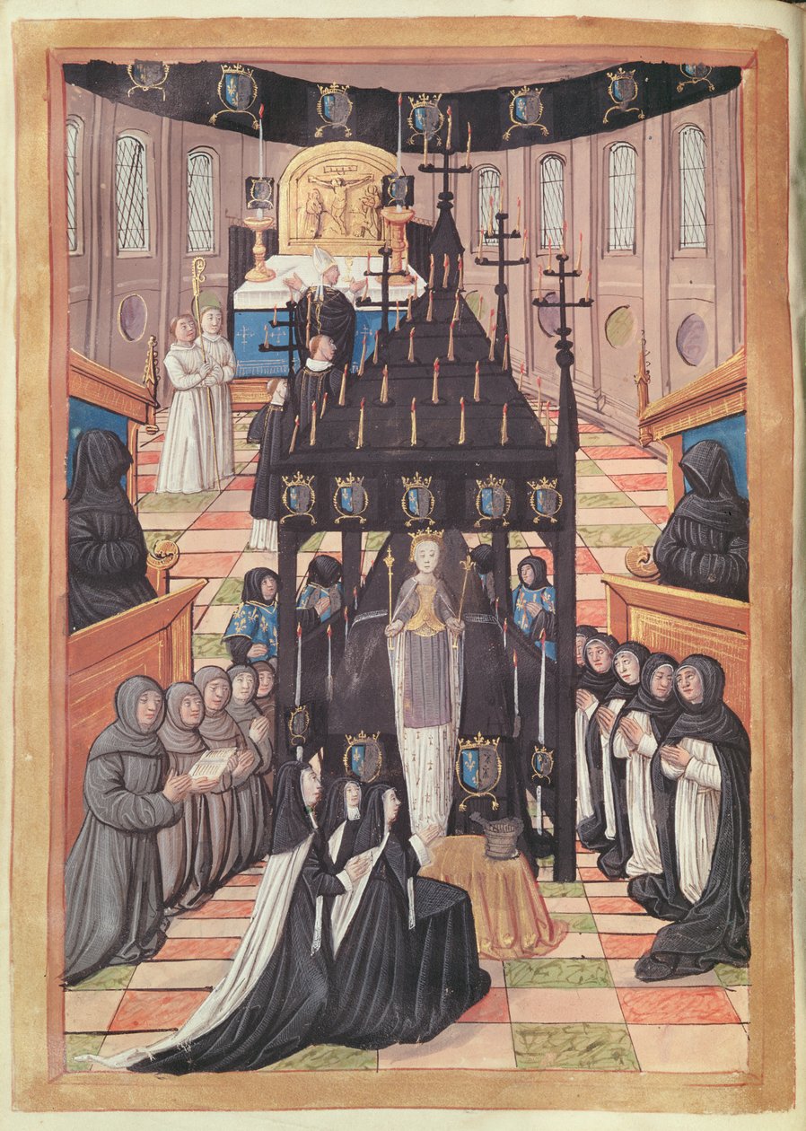 Fol.12v Passaggio di Anna di Bretagna (1477-1514) alla chiesa di Saint-Saveur de Blois, 1515 da Jean Perreal