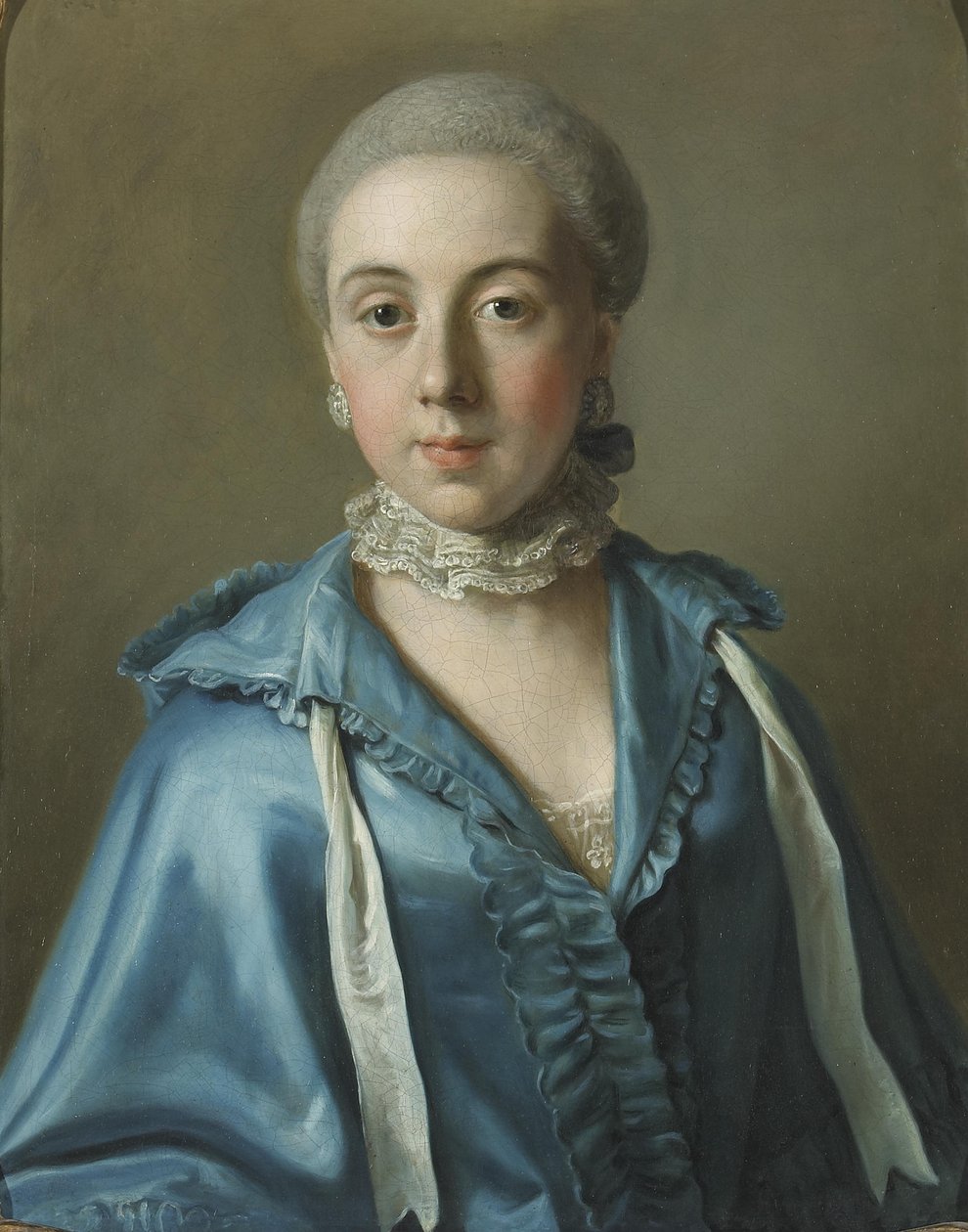 Ritratto di una signora con abito blu e colletto di pizzo da Jean Étienne Liotard
