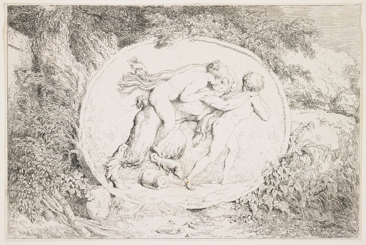 Ninfa a cavallo di un satiro, 1763 da Jean Honore Fragonard