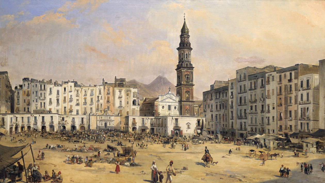 Piazza, Napoli, Italia, metà XIX secolo da Jean Auguste Bard