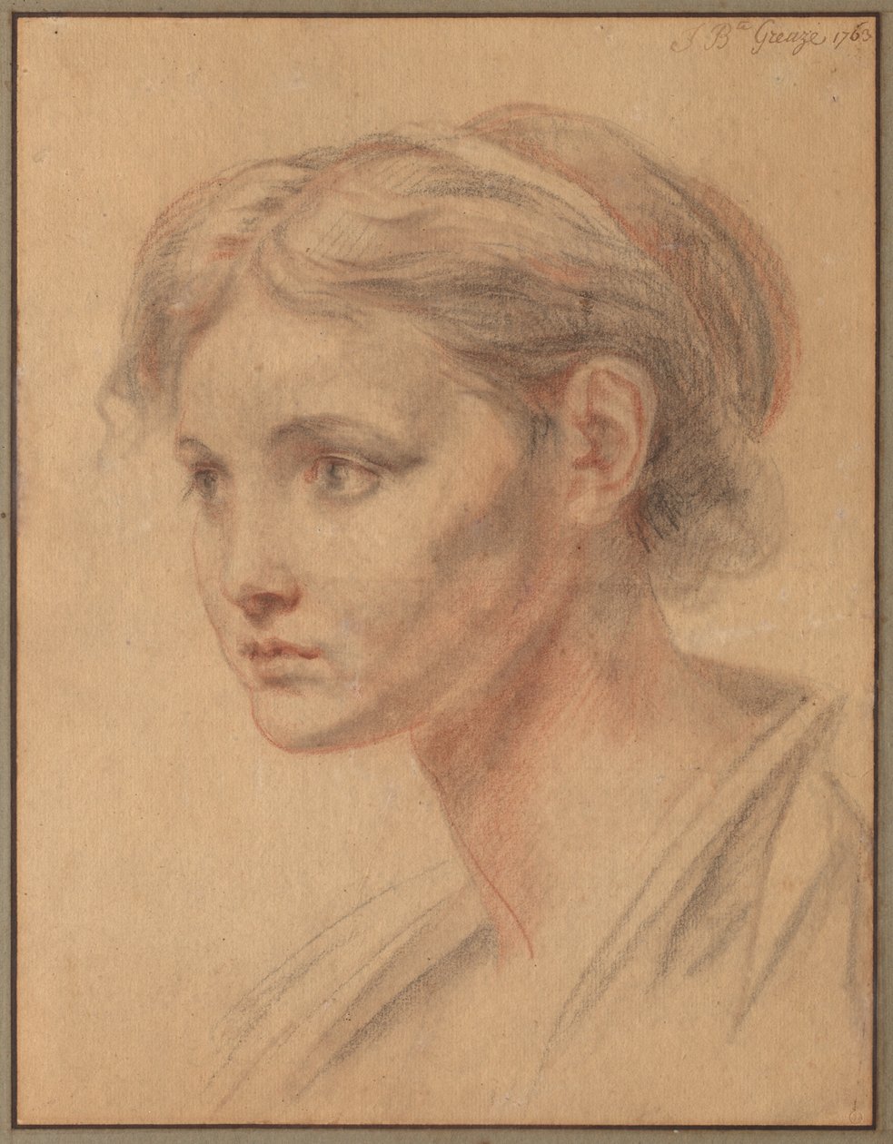 Testa di una ragazza da Jean Baptiste Greuze