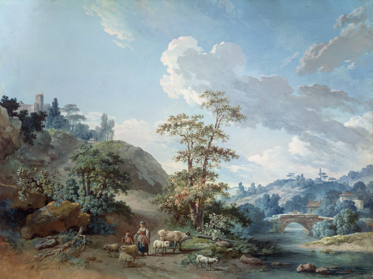 Ponte in una valle, 1778 da Jean Baptiste Huet