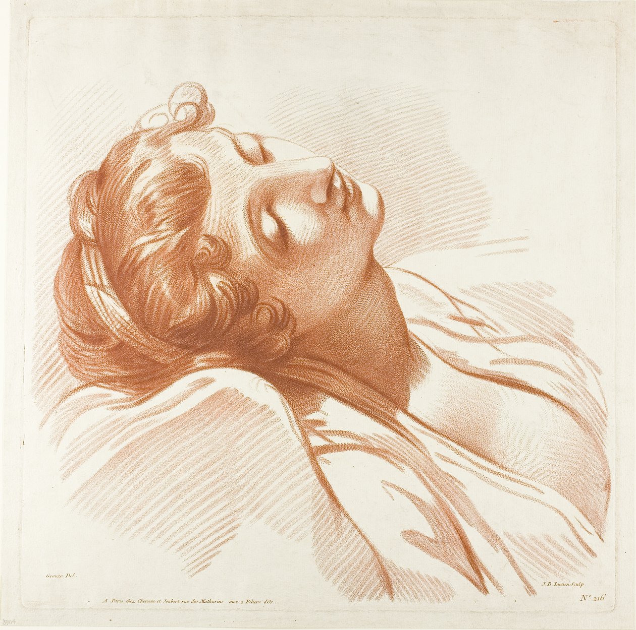 Testa di giovane donna addormentata da Jean Baptiste Lucien