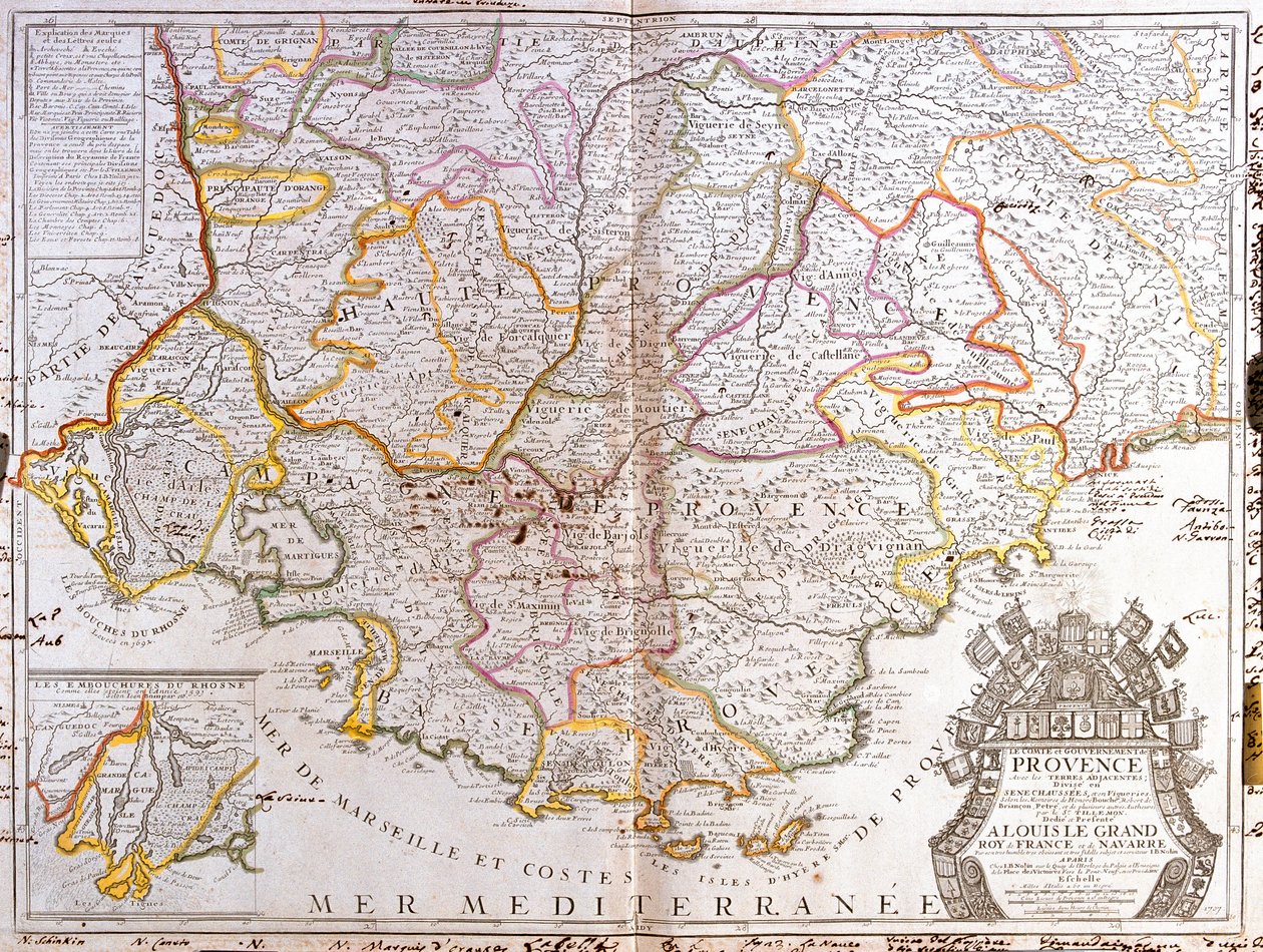 Mappa della Provenza (Francia) da Jean Baptiste Nolin