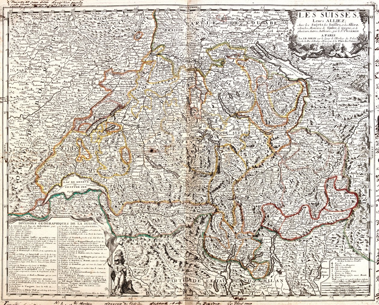 Mappa della Svizzera da Jean Baptiste Nolin