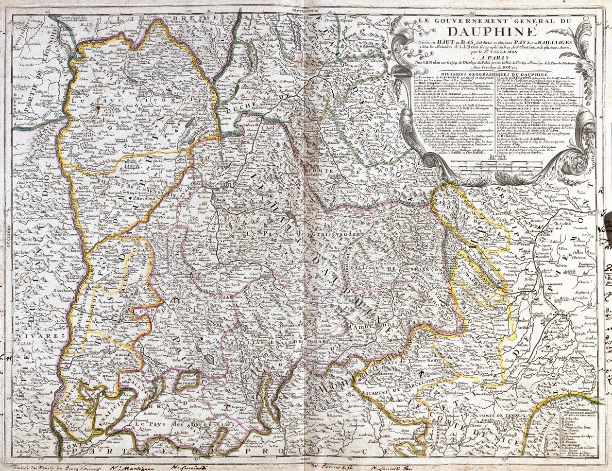 Mappa del Delfinato (Francia) (incisione) da Jean Baptiste Nolin