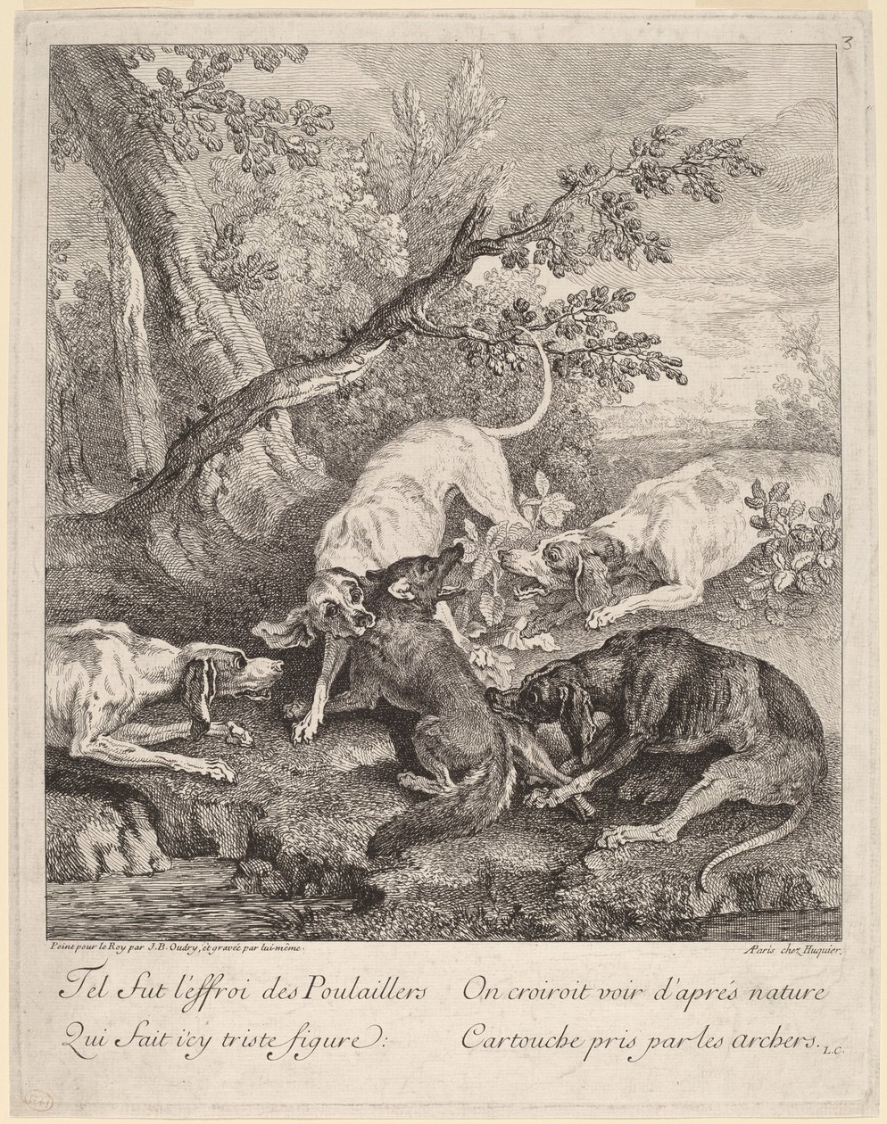 Una volpe attaccata dai cani da Jean Baptiste Oudry