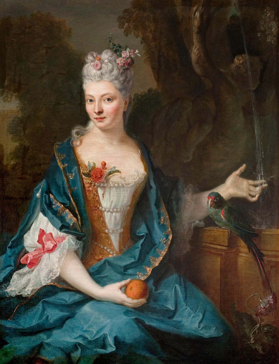 Francese: Dame assise dans un jardin da Jean Baptiste Oudry