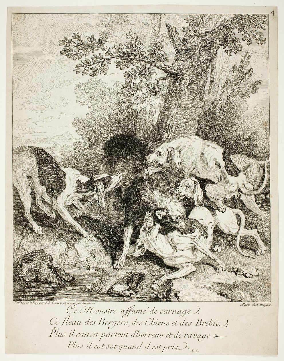 Il lupo alla baia da Jean Baptiste Oudry