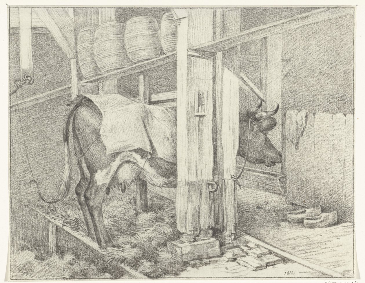Mucca in piedi con una coperta da Jean Bernard