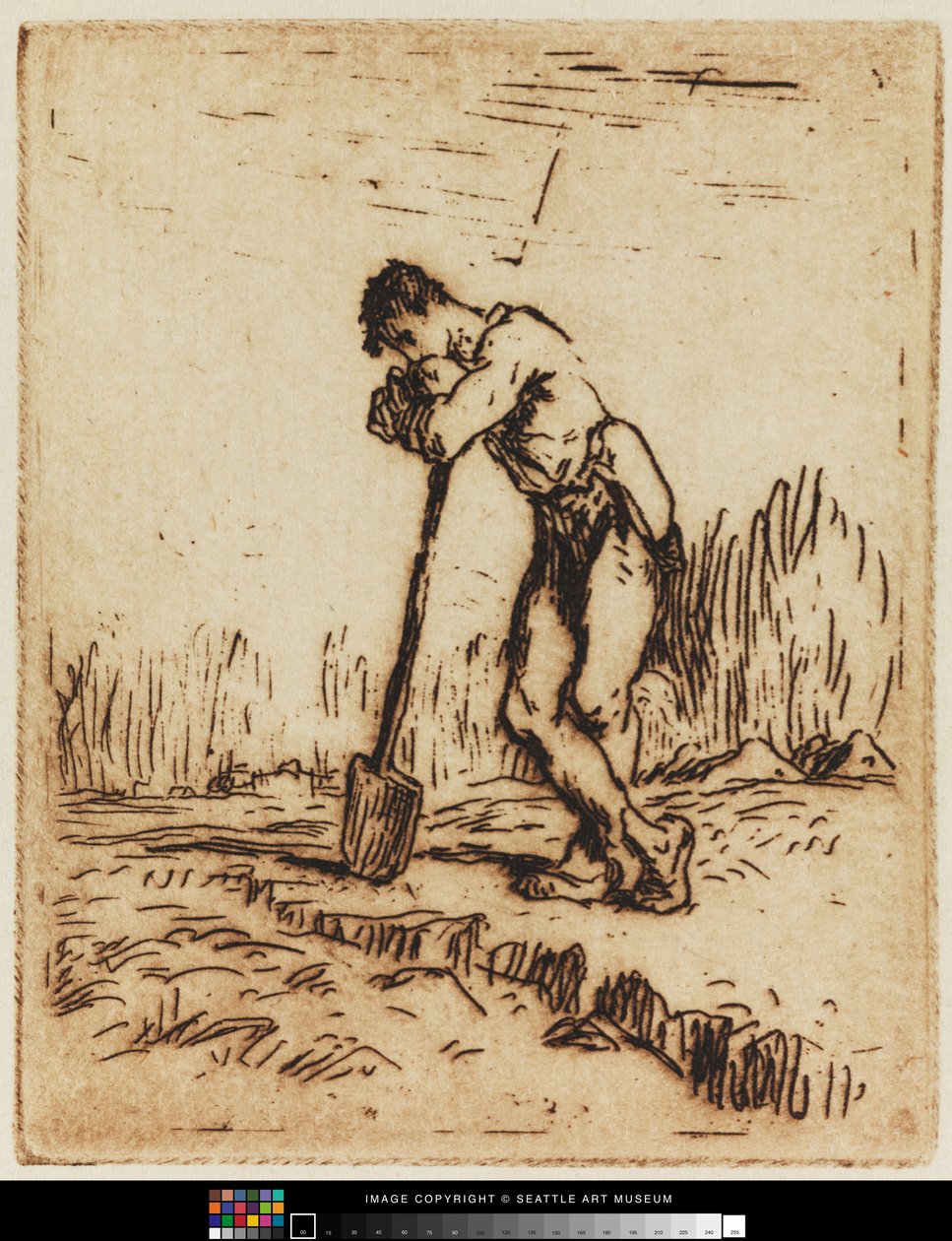 Uomo appoggiato alla sua vanga da Jean Francois I Millet