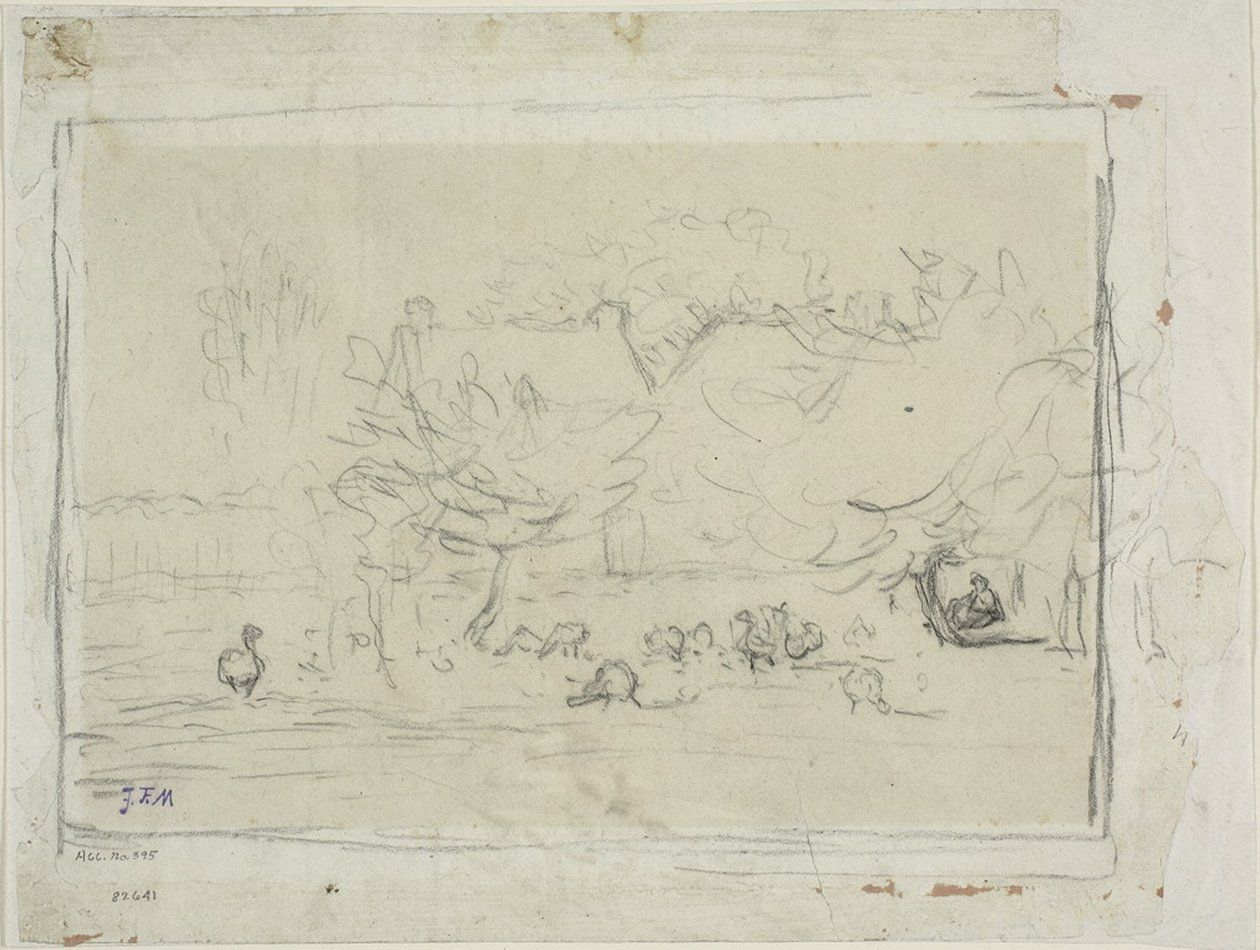 Oche in un cortile da Jean Francois Millet