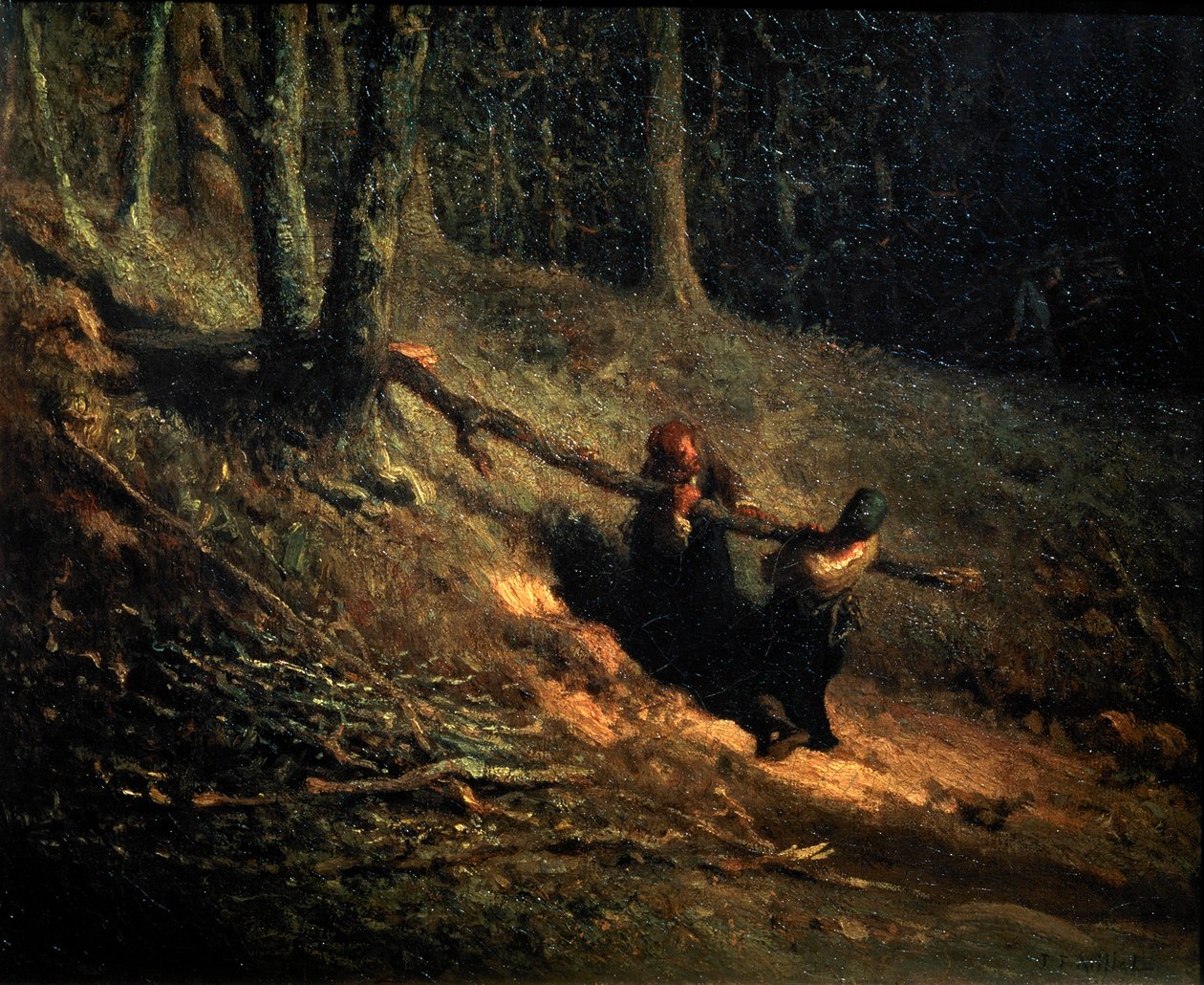 Ragazze contadine con legna da ardere Les Charbonnieres, c1852 da Jean Francois Millet