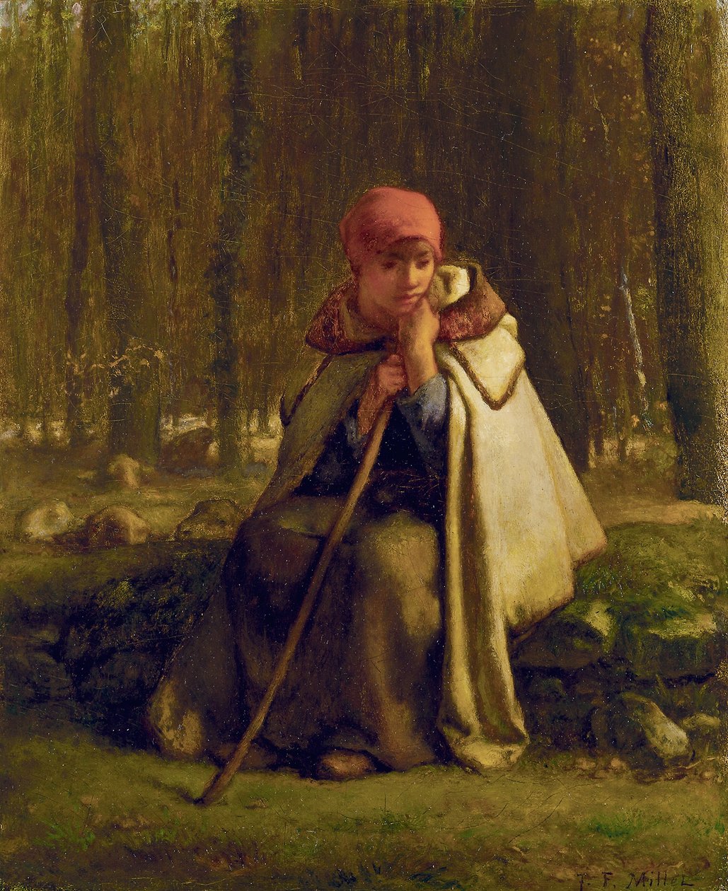 Pastorella seduta, c.1852 da Jean Francois Millet