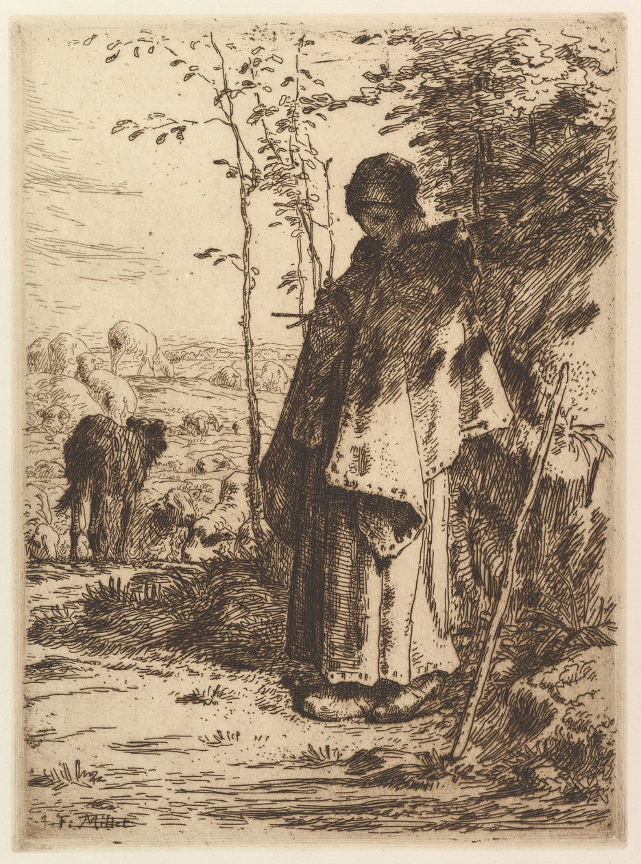 Pastorella che Fa la Maglia da Jean Francois Millet