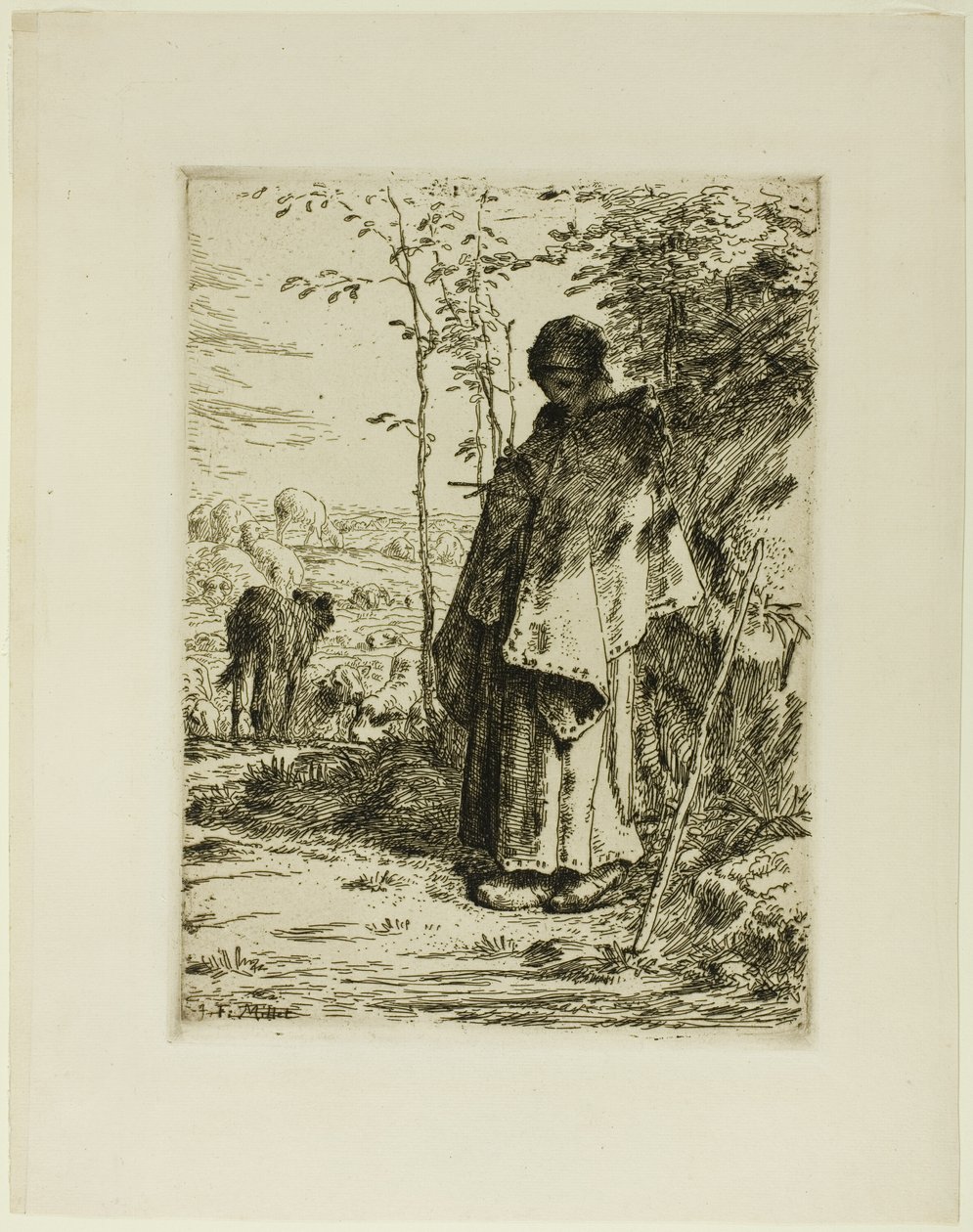 La pastorella che fa la maglia da Jean Francois Millet