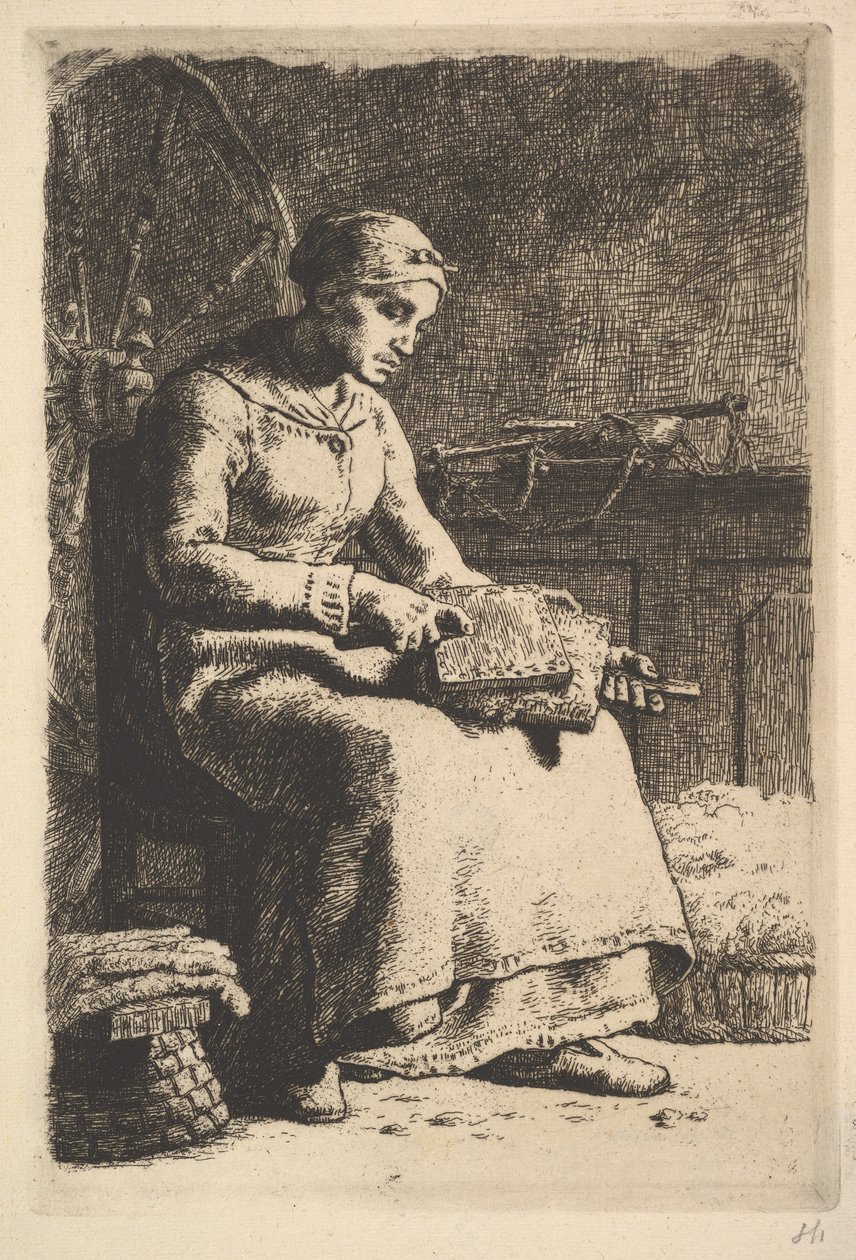 Il Cardatore di Lana, ca. 1855-56 da Jean Francois Millet