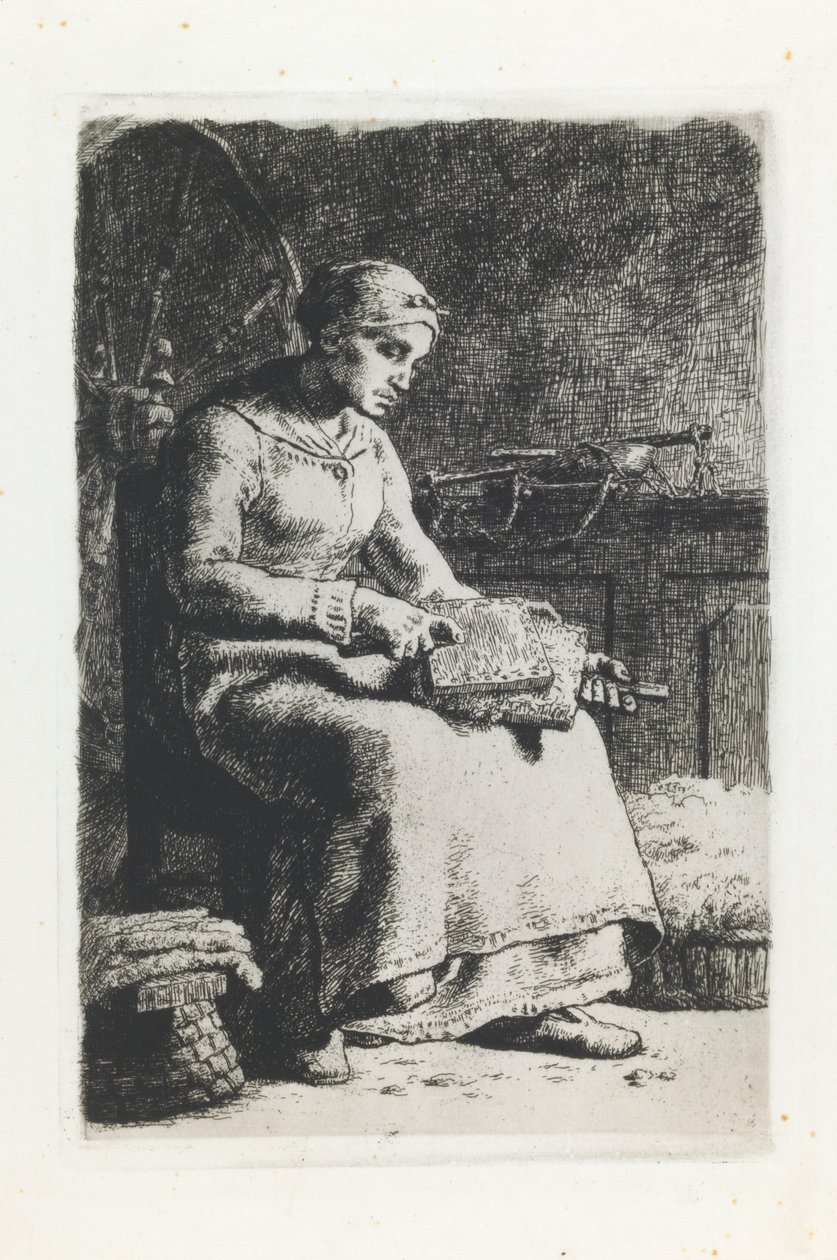 Donna che carda la lana da Jean Francois Millet