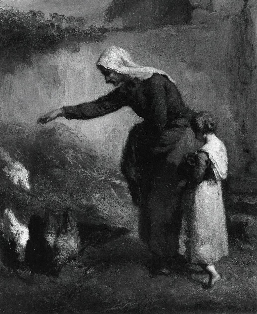 Donna che nutre i polli da Jean Francois Millet