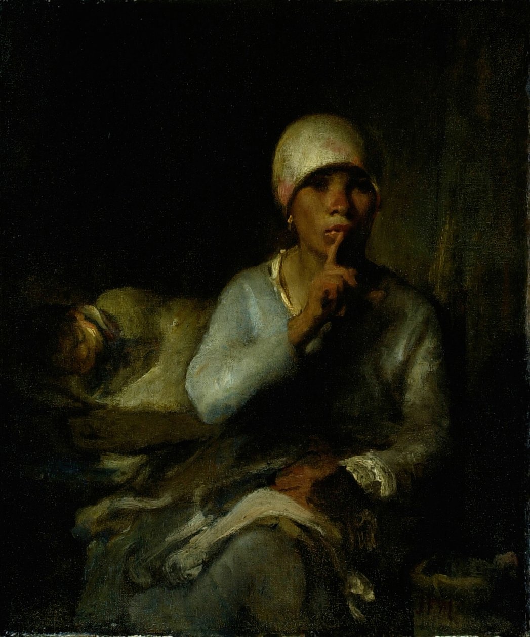 Donna e bambino in silenzio, 1855-60 da Jean Francois Millet