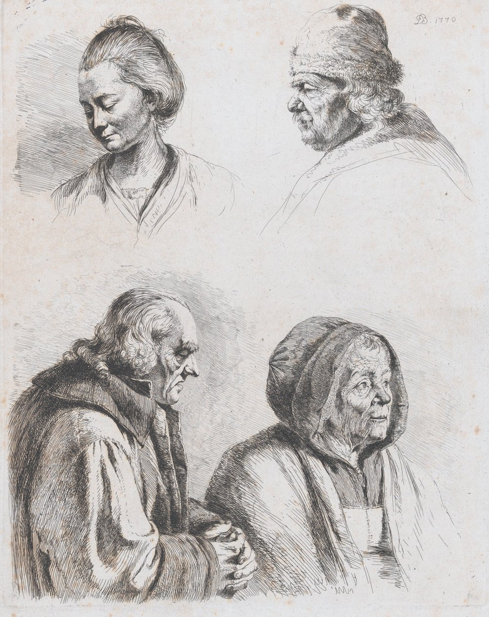 Studio di quattro teste, 1770 da Jean Jacques de Boissieu