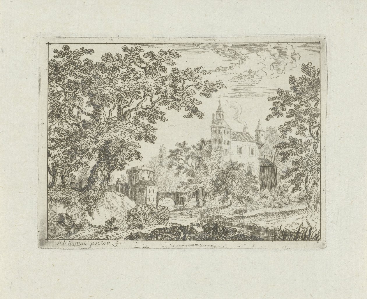 Castello in un paesaggio da Jean Joseph Hanson