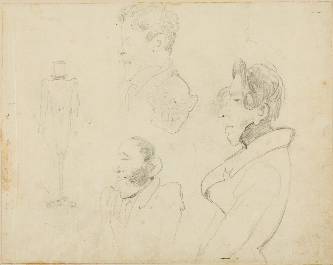 Foglio di caricature da Jean Louis André Théodore Géricault