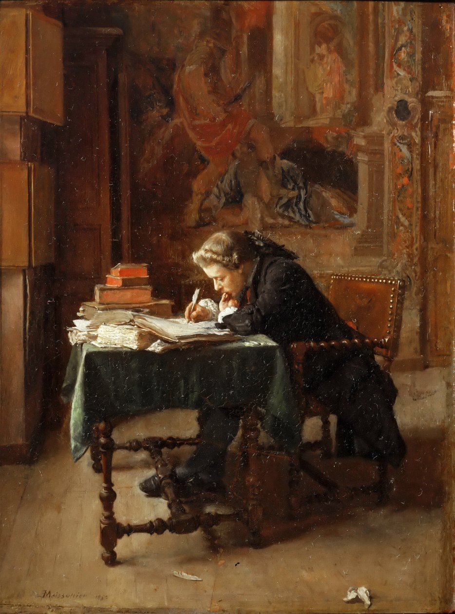 Giovane uomo che scrive da Jean Louis Ernest Meissonier
