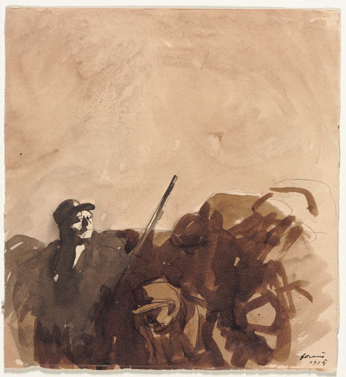 Soldato in una trincea (recto) da Jean Louis Forain