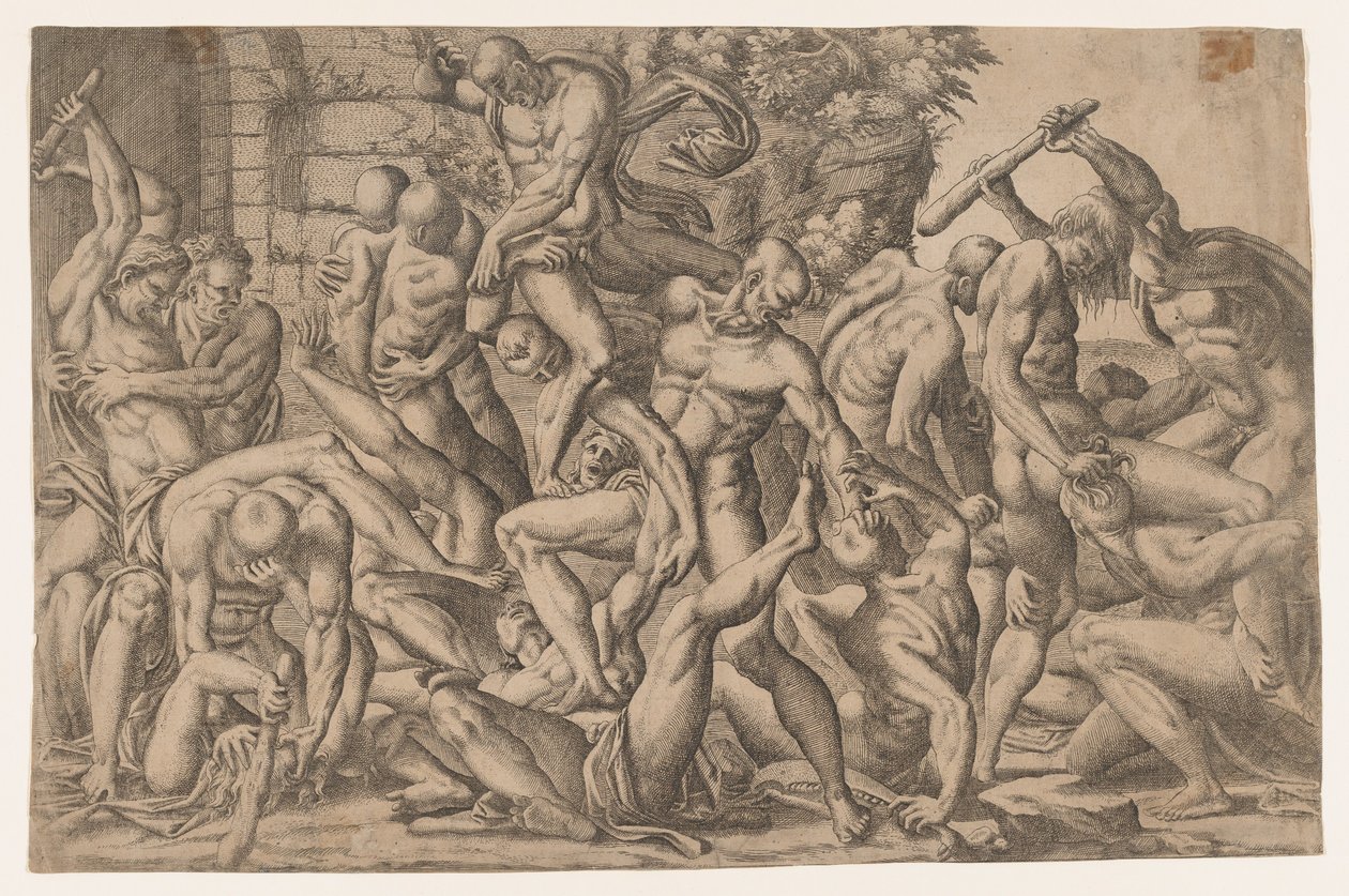 Combattimento di Uomini Nudi, 1535-55 da Jean Mignon
