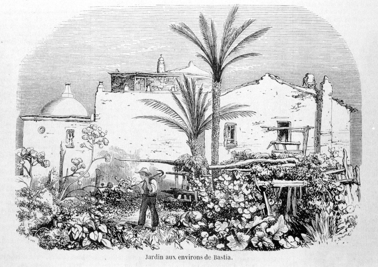 Giardini intorno a Bastia. Incisione di Laurens. da Jean Paul Laurens