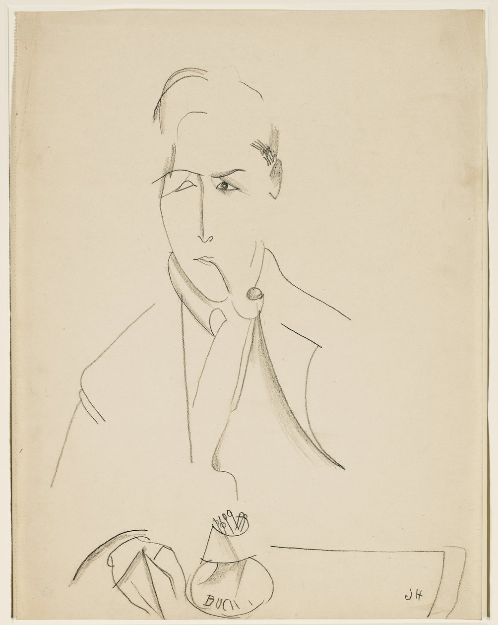 Ritratto di Modigliani con pipa da Jeanne Hébuterne